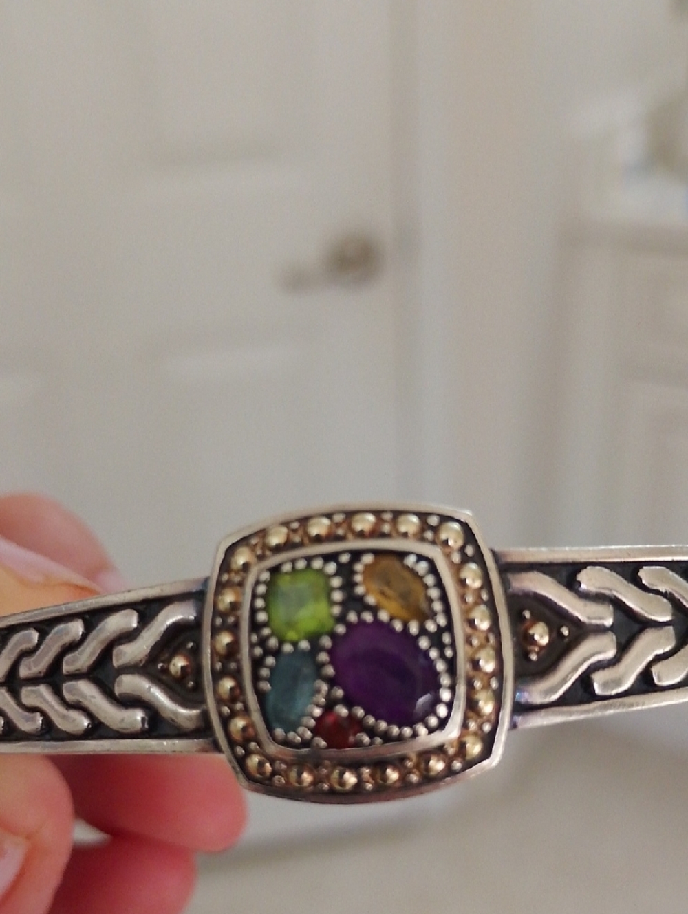Effy Sterling Silver/18k Gold Bangle--Amethyst, Citrine, Blue Topaz, Garnet